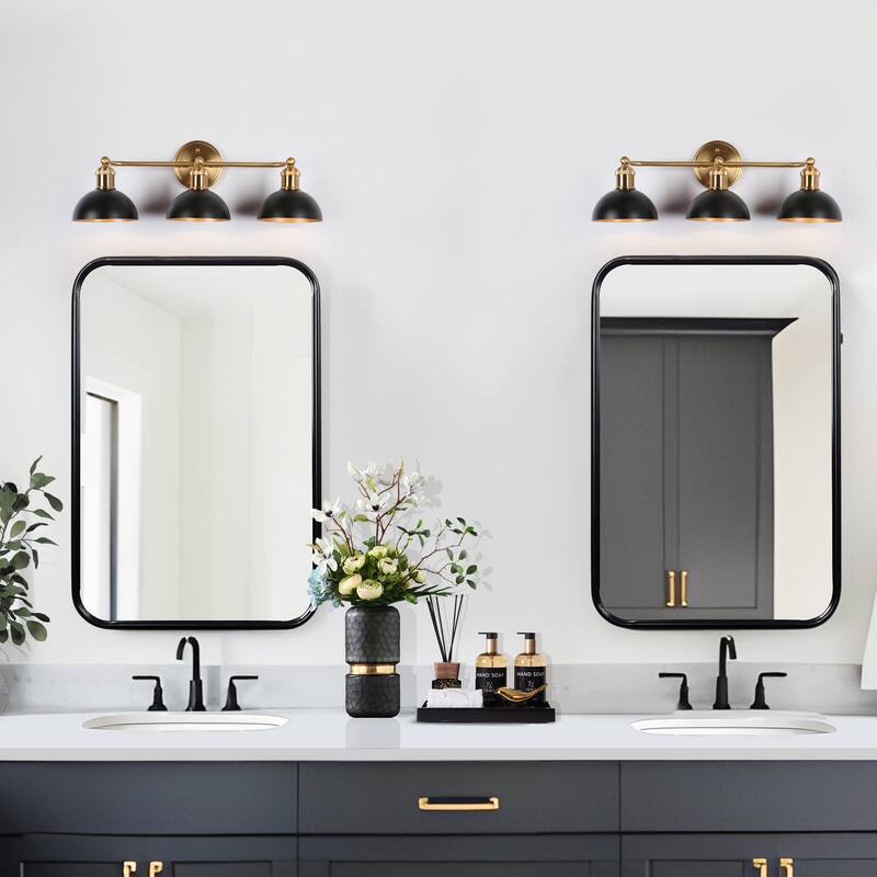 Modern Industrial Black Gold Bathroom Vanity Light Metal Pot Shaped Wall Sconces