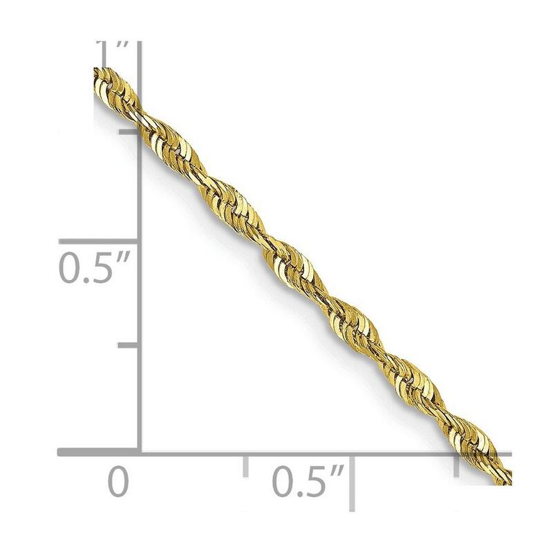 Curata 10k Yellow Gold 2mm D/C Extra Light Rope Chain Necklace (Lobster) Options: 16 18 20 24