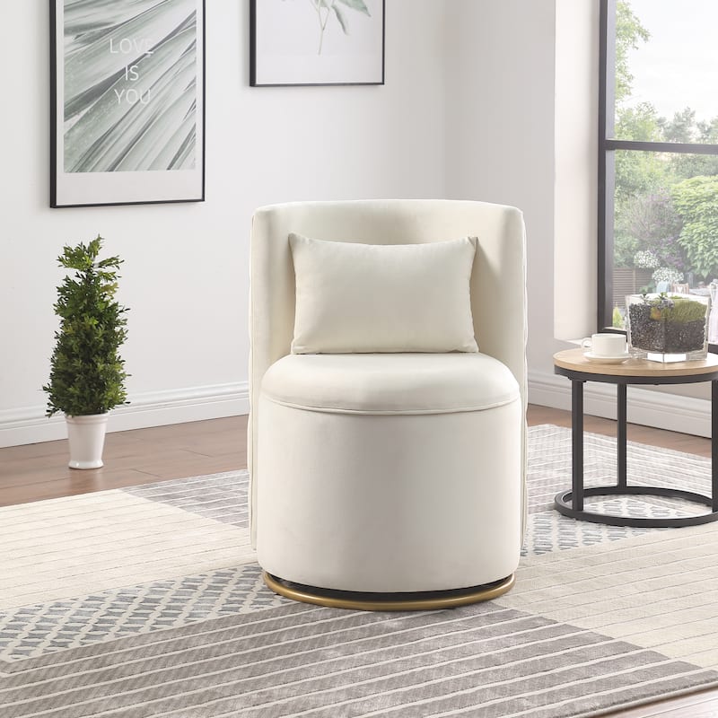 Modern 360 Degree Swivel Cuddle Barrel Accent Storage Chairs for Living Room - Beige