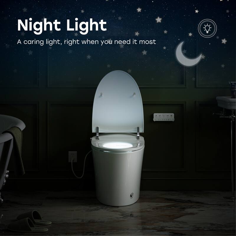 HOROW Elongated Bidet Toilet with Tank Auto Flush UVC Sterilization White - 12 inch Rough In - N/A