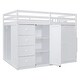 preview thumbnail 33 of 38, Full Size Wood Loft Bed With Built-in Wardrobes,Cabinets and Drawers