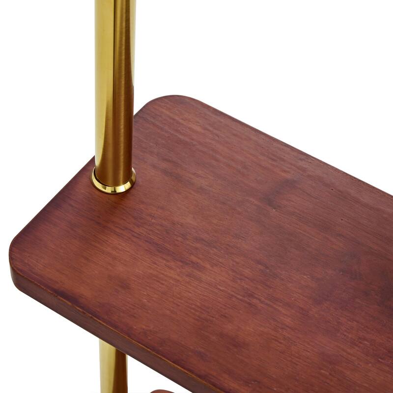 Industrial Coat Rack, Solid Wood and Stainless Steel Heavy Duty Clothing Stand with 2 Layer Storage