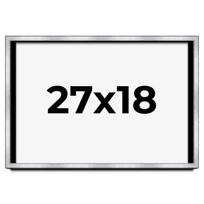 27x18 Shadow Box Frame Silver | 1.375 Inches Deep Real Wood