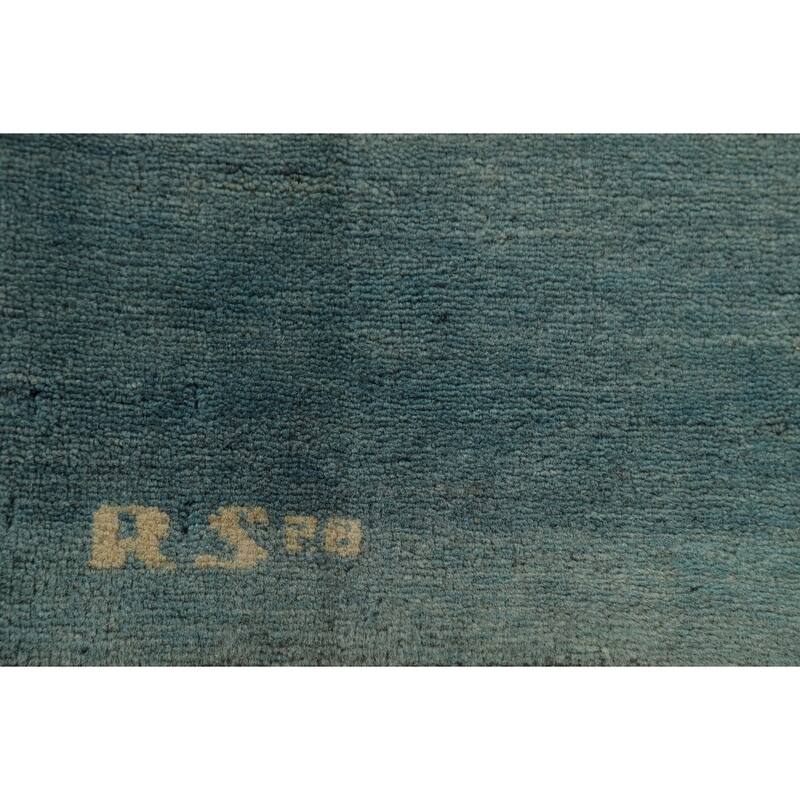 Light Blue Gabbeh Oriental Foyer Rug Hand-Knotted Wool Carpet - 3'4"x 4'7"