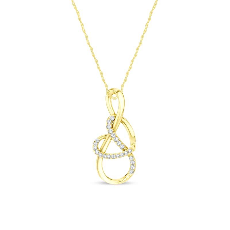 1/10ct TDW Diamond Infinity Heart Pendant Necklace in 10K Gold for Women - Yellow