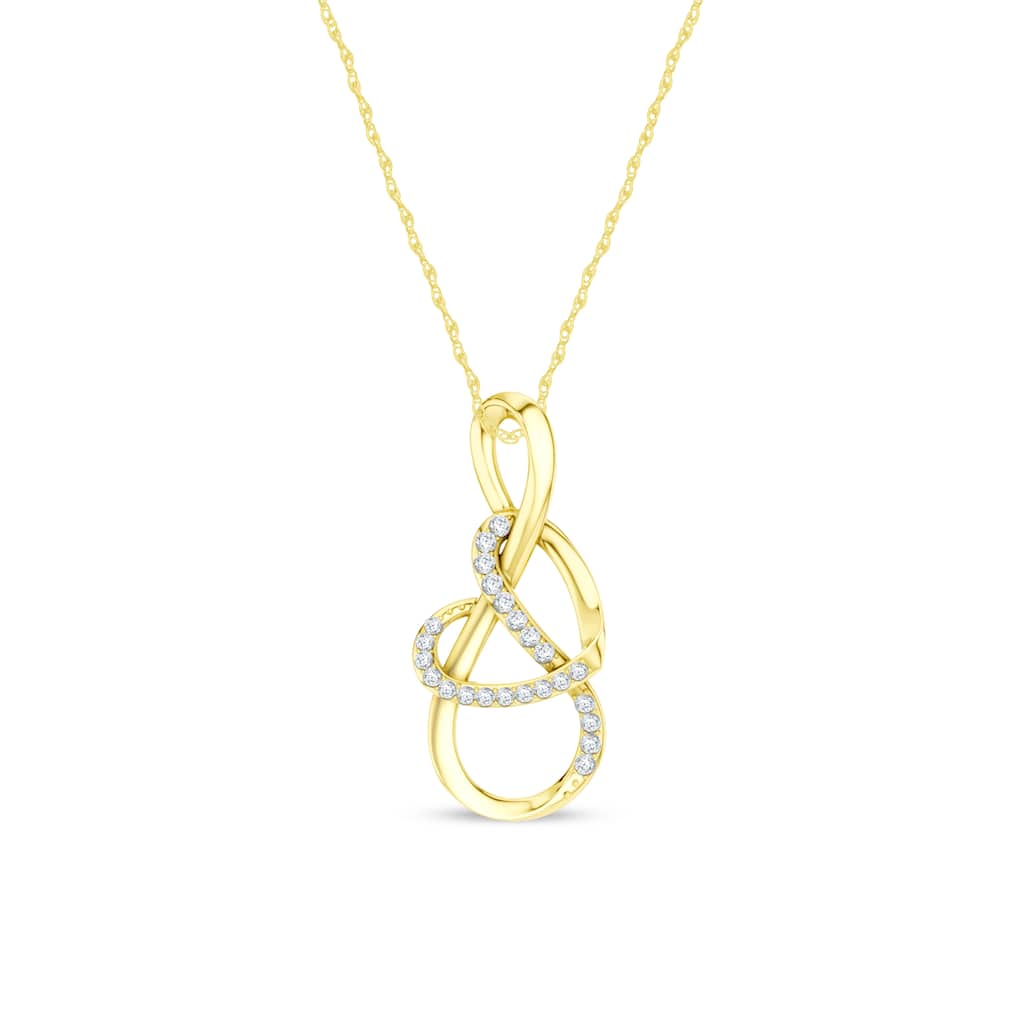 1/10ct TDW Diamond Infinity Heart Pendant Necklace in 10K Gold for Women