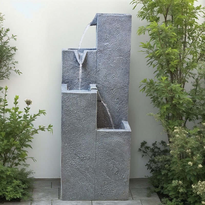4-Tier Geometric Outdoor Fountain with LED Lights