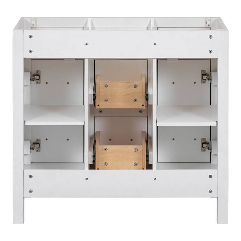 36 Inch Bathroom Vanity Cabinet with Resin Sink 4 Drawers 2 Doors