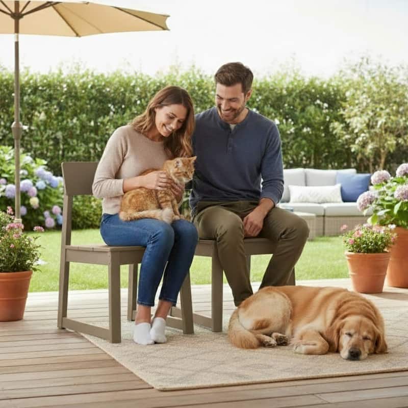 2-Pack HDPE Indoor/Outdoor Dining Chairs, All-Weather Garden & Patio Side Chairs with Modern Backrest