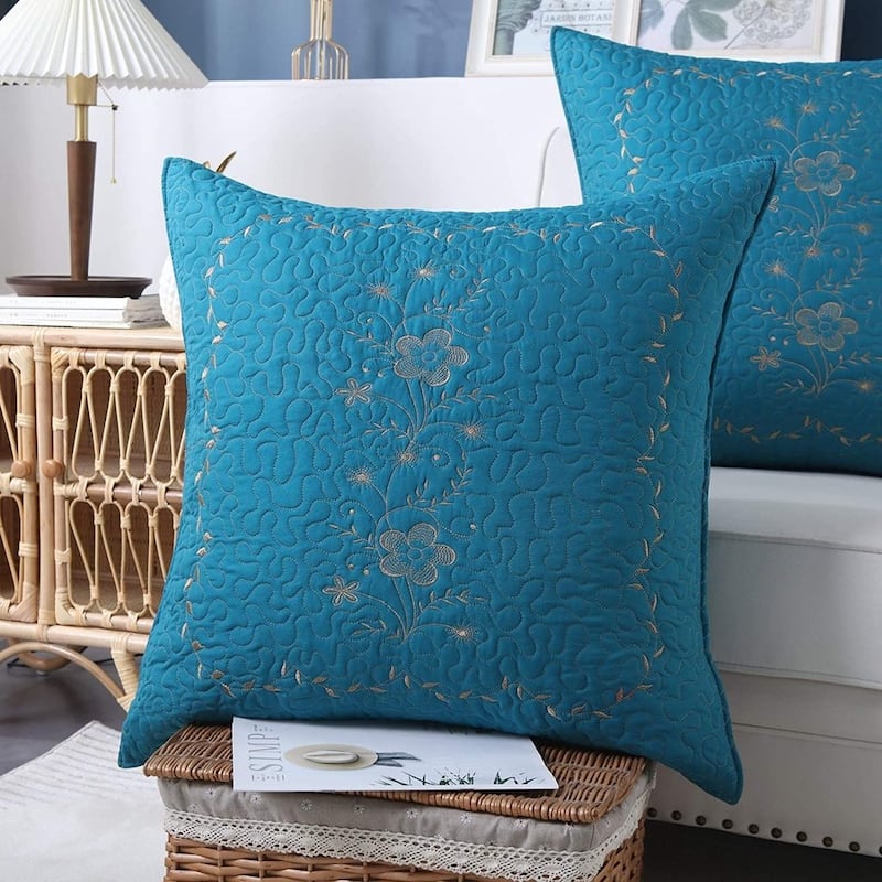 MarCielo 2 Pack Pillow Shams Throw Pillow Covers Euro Sham Embroidery