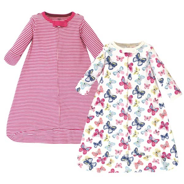 slide 1 of 1, Touched by Nature Baby Girl Organic Cotton Long-Sleeve Wearable Sleeping Bag, Sack, Blanket, Bright Butterflies 0-3 Months - Bright Butterflies