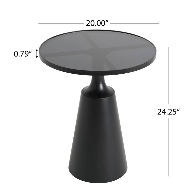 Christopher Knight Home - Lunaro Modern Marble Pattern Top/ Round Glass Top Round Side Table with Black Iron Base