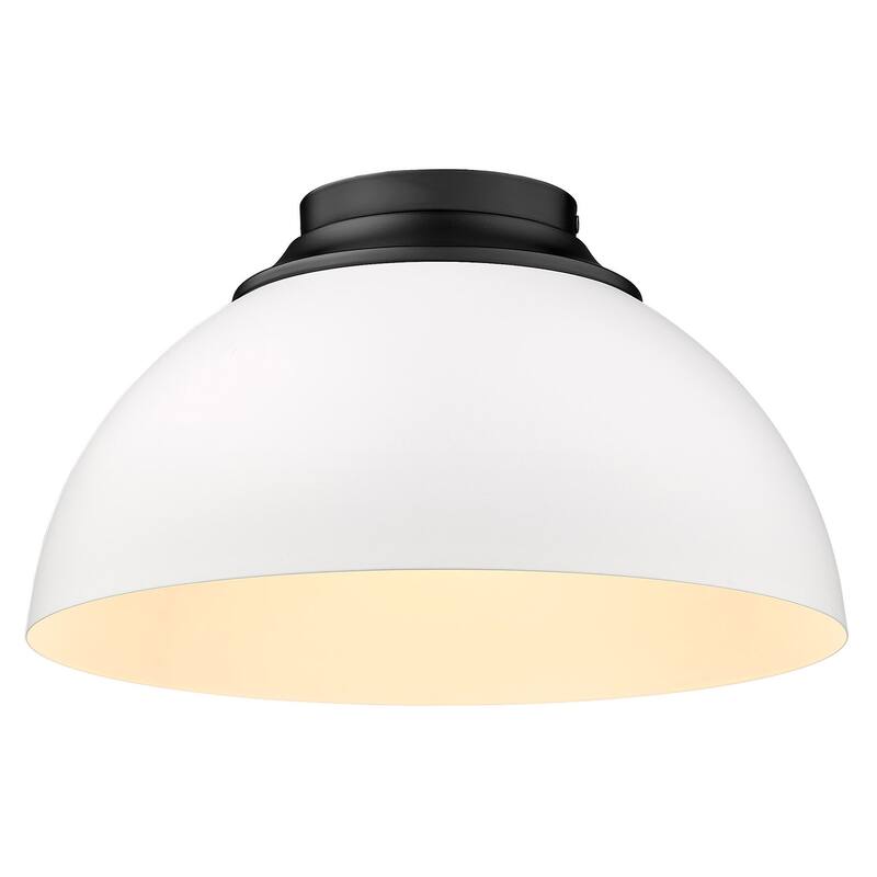 Golden Lighting Zoey 3 Light 14" Wide Flush Mount Ceiling Fixture with - Matte Black