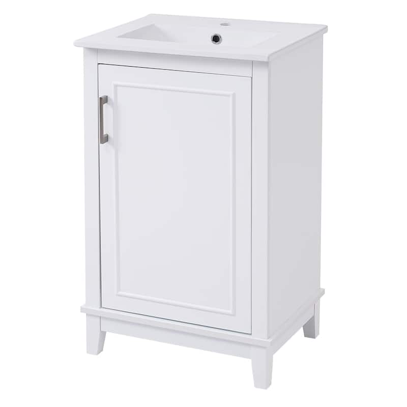 20 inch MDF Freestanding Bathroom Vanity Set with Integrated Ceramic Sink with Soft Close
