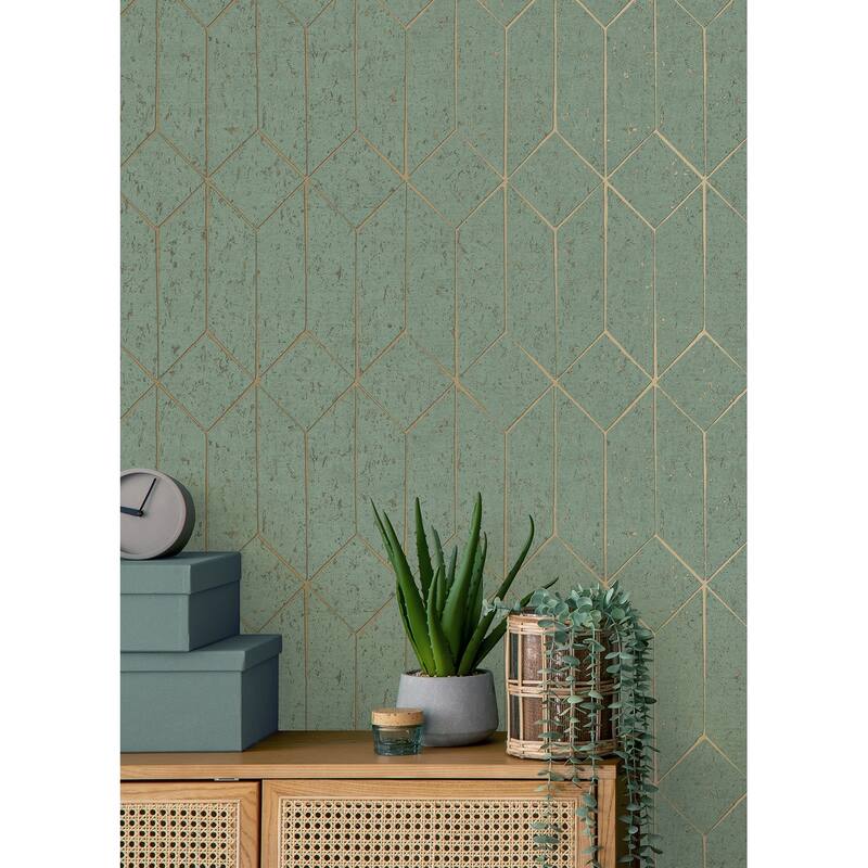 Advantage Hayden Mint Concrete Trellis Wallpaper