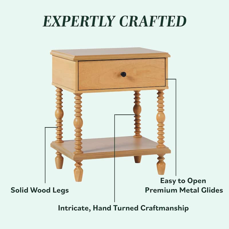 Walker Edison Easy Assembly Solid Wood 1-Drawer Nightstand