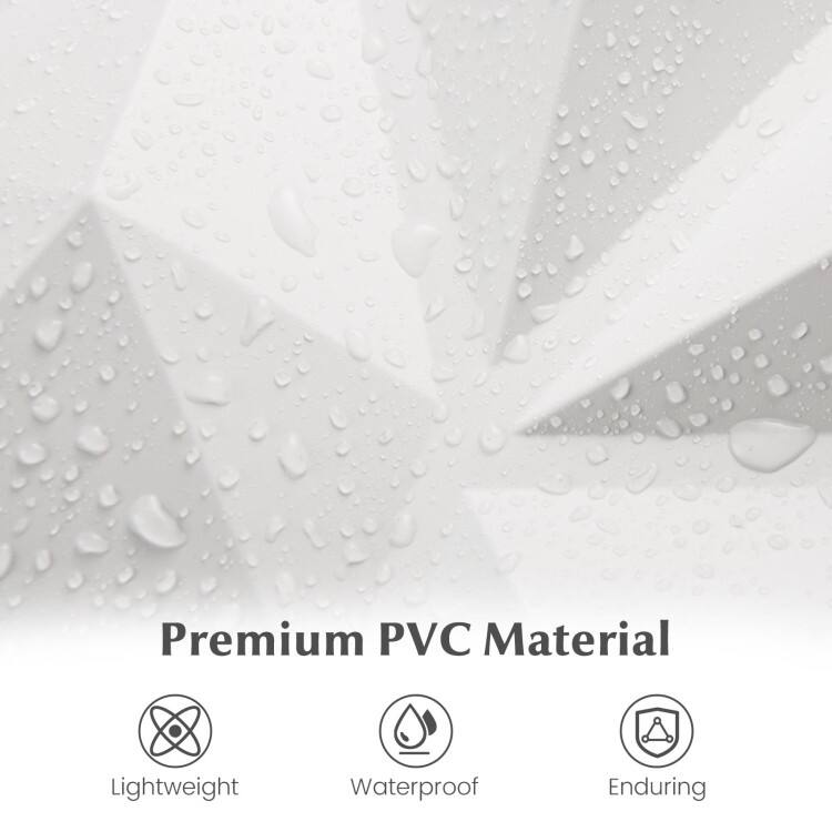 White PVC 3D Wall Panels Set of 50 with Diamond Pattern and Easy Install