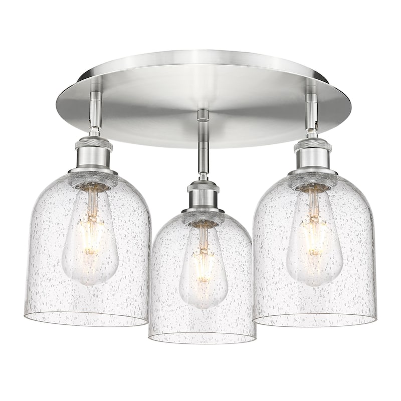 Innovations Lighting 516-3C-11-18 Bella Flush Bella 3 Light 18" Wide - Satin Nickel / Seedy