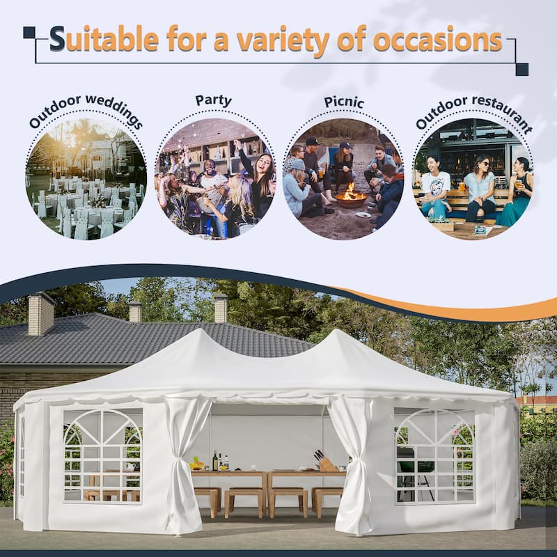 GDFStudio - Nashua Waterproof Event Protection Outdoor Gazebo Pavilion Shelter Tent