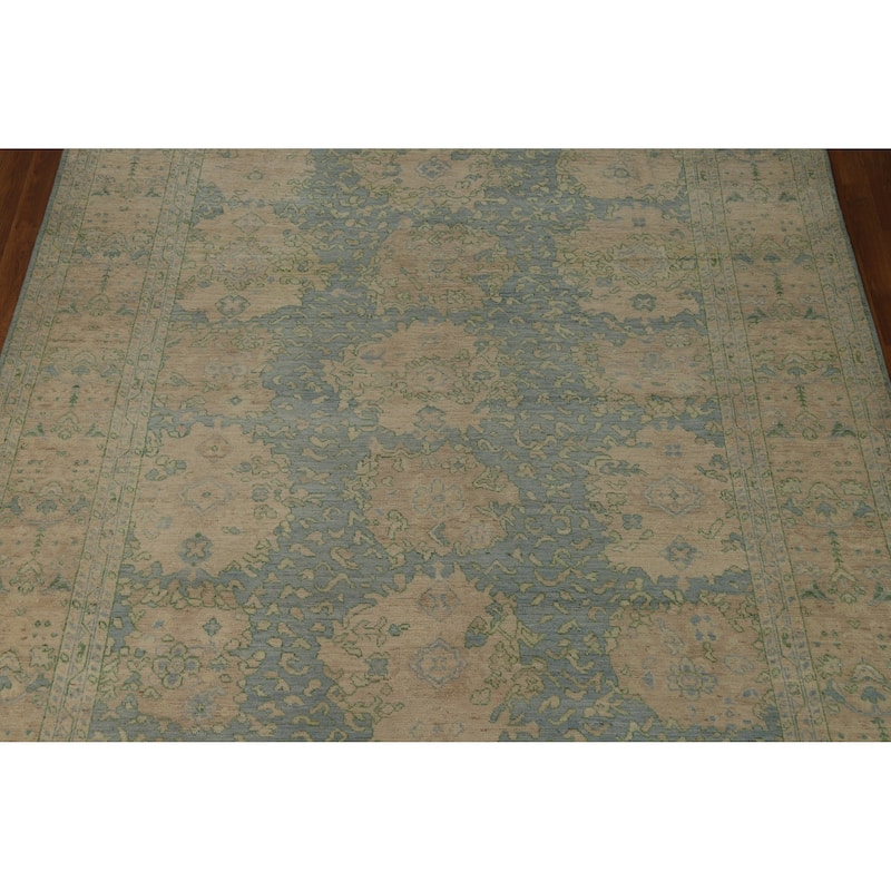 Floral Oushak Turkish Area Rug Hand-Knotted Vegetable Dye Wool Carpet - 7'11"x 9'11"