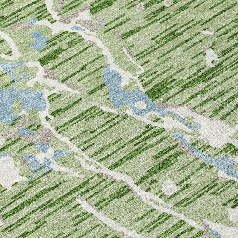 Machine Washable Indoor/ Outdoor Abstract Camo Chantille Rug