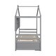 preview thumbnail 10 of 10, Grey Twin Size House Bed with Roof, Shelves, & Under Bed Storage