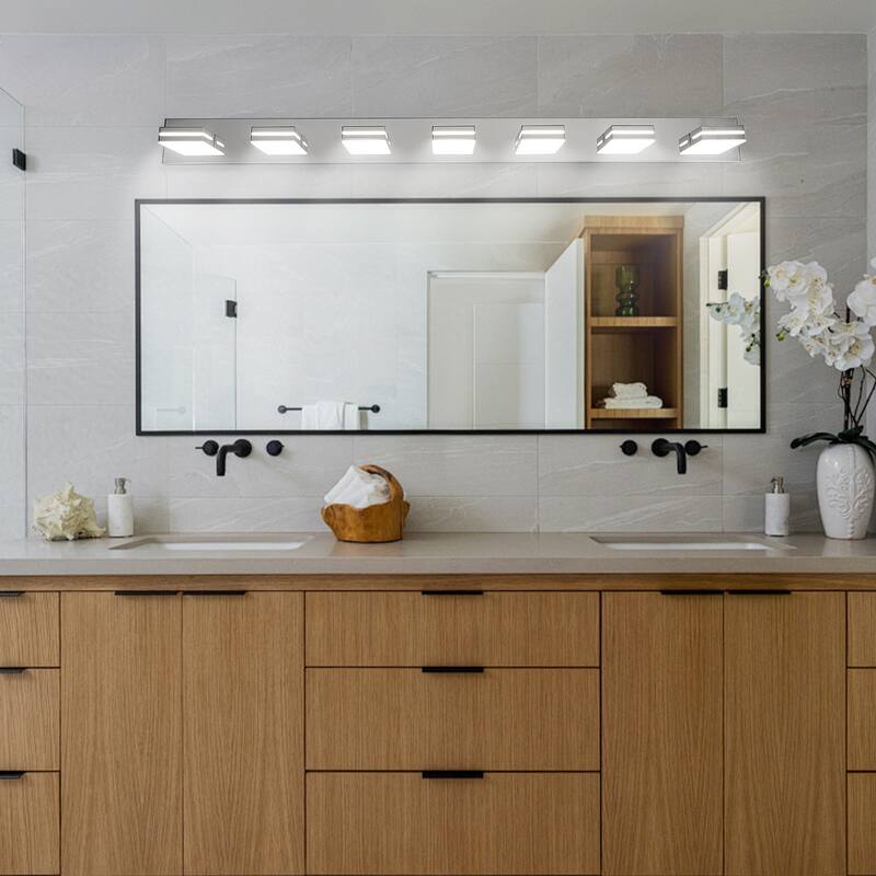 7-Light Chrome LED Vanity - Modern - Bathroom Mirror