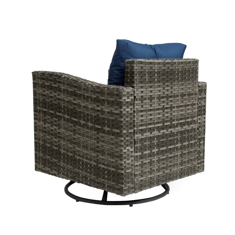 Rattan Rectangular Swivel Cushioned Conversation Set