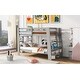 preview thumbnail 12 of 14, Twin over Twin Bunk Bed with Built-in Ladder, and Ample Storage Shelves, Pine Wood Frame