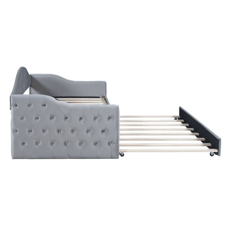 Tufted Upholstered Sofa Bed with Tray