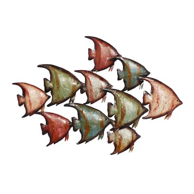 Metal Fish Indoor Outdoor Home Wall Decor - Multi Colored - Roche River Decor