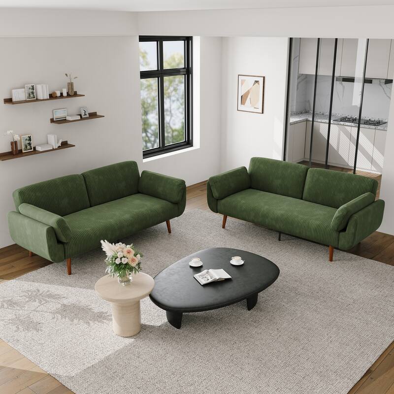 2 Set 73.5" W Upholstered Convertible Sleeper Sofa Bed with Pillows
