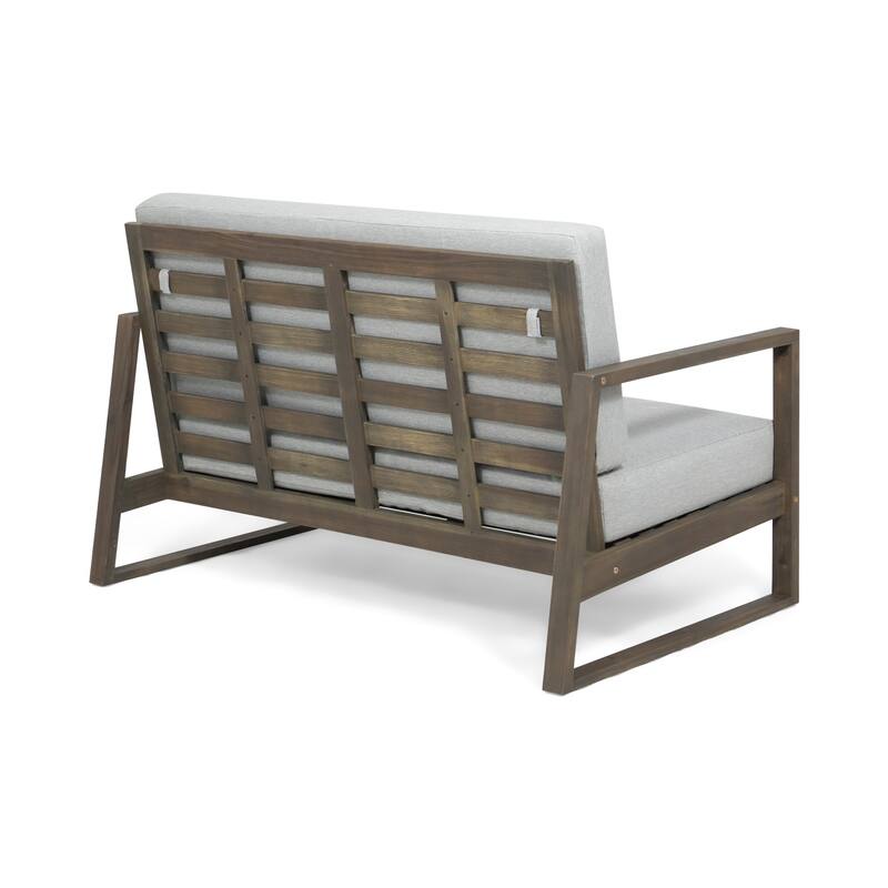 Roomfitters Belgian Outdoor Loveseat and Coffee Table Set, Modern Patio Furniture, Durable Acacia Wood Frame