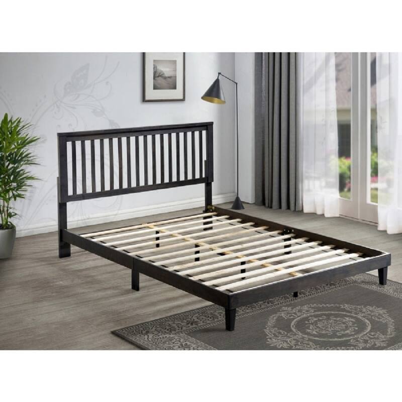 Modern Mission Style Platform Bed Frame, Cappuccino