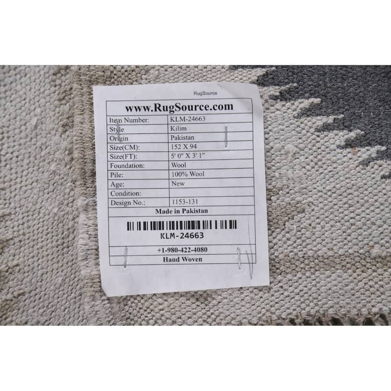Southwestern Kilim Oriental Area Rug Hand-Woven Wool Carpet - 3'1"x 5'0"
