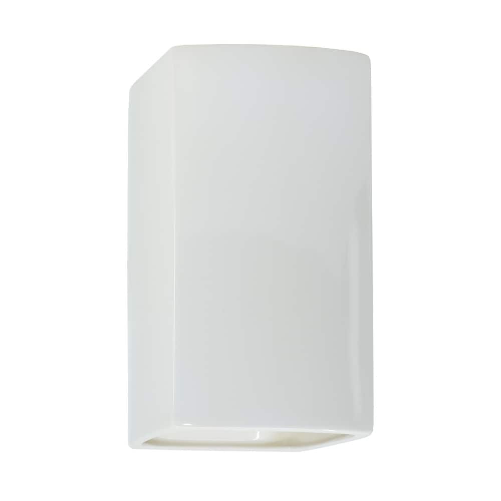 Justice Design Ambiance - Small ADA Rectangle - Closed Top (Outdoor) Wall Sconce - Replaceable Bulb