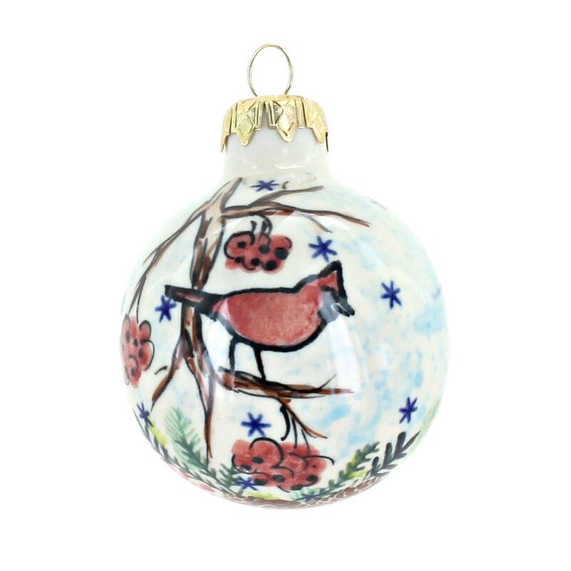 Blue Rose Polish Pottery Vena Small Christmas Ball
