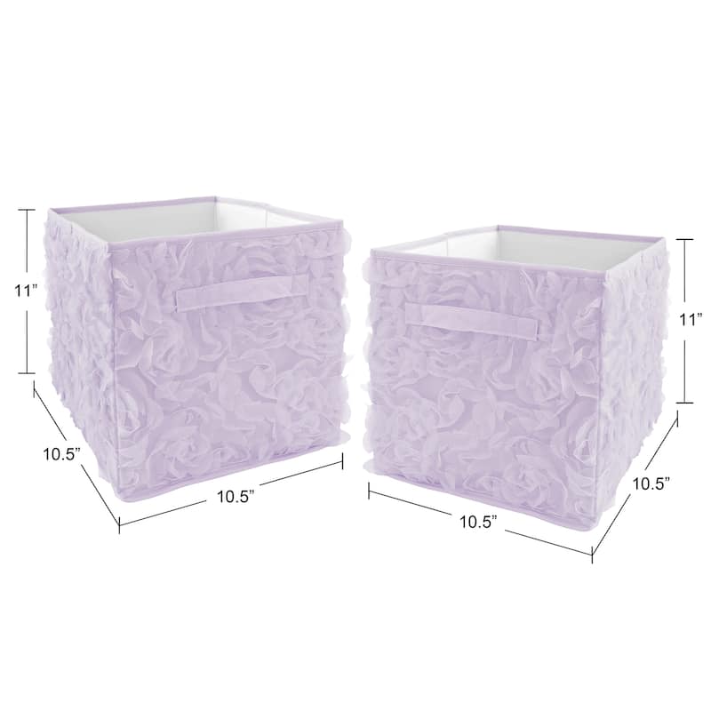 Purple Floral Rose Foldable Fabric Storage Bins - Solid Lavender Flower ...