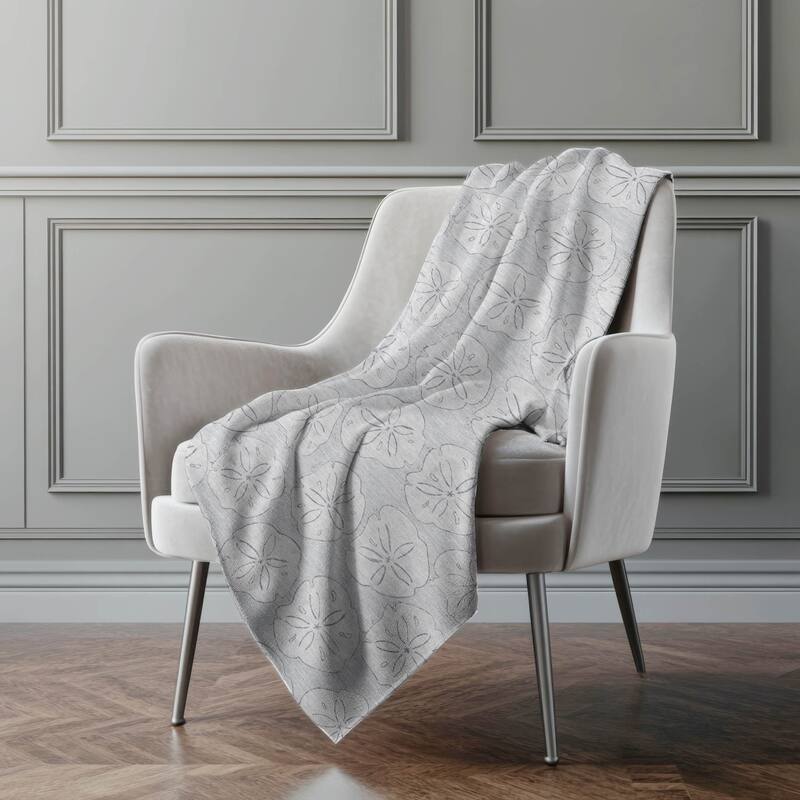Premium Machine Washable ASB189 Coastal Sand Dollar Sherpa Throw Blanket