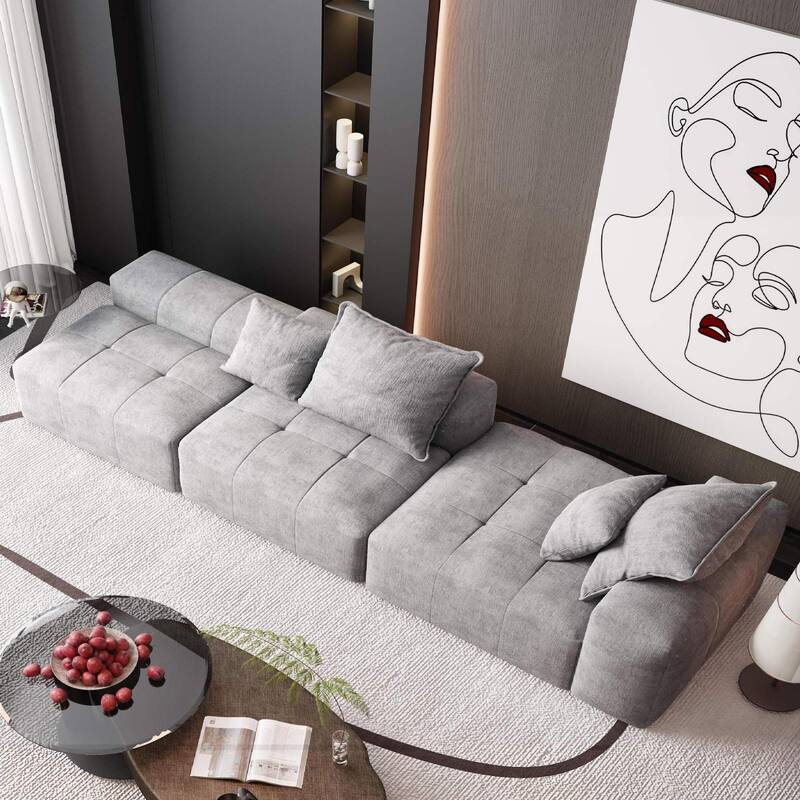 Modern 127.56" Oversized Modular Sectional Sofa with Ottoman Chenille Fabric