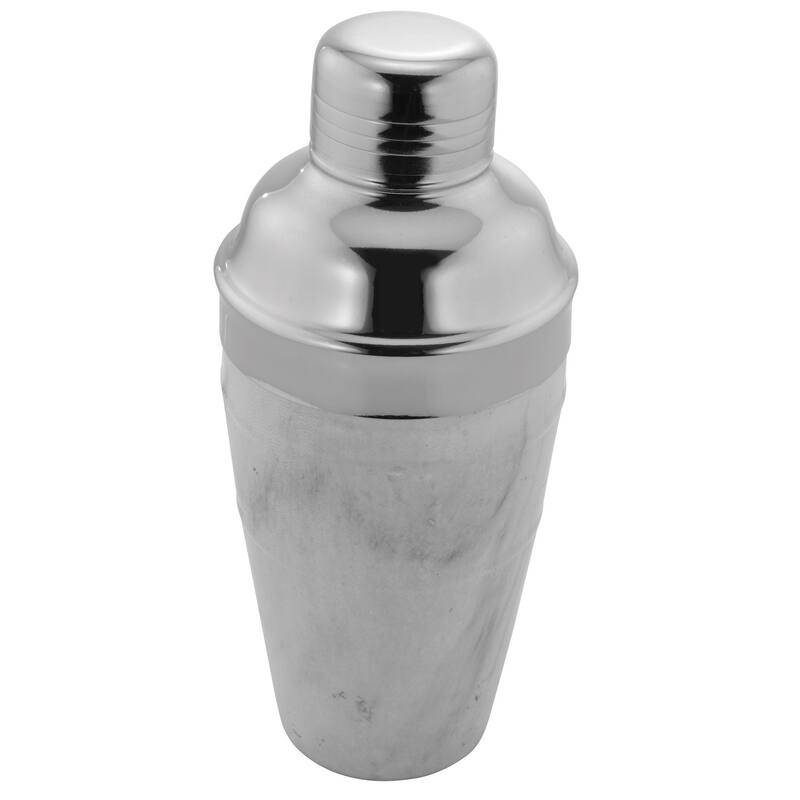 Sol Living Deluxe Stainless Steel Cocktail Shaker with Strainer - White Marble