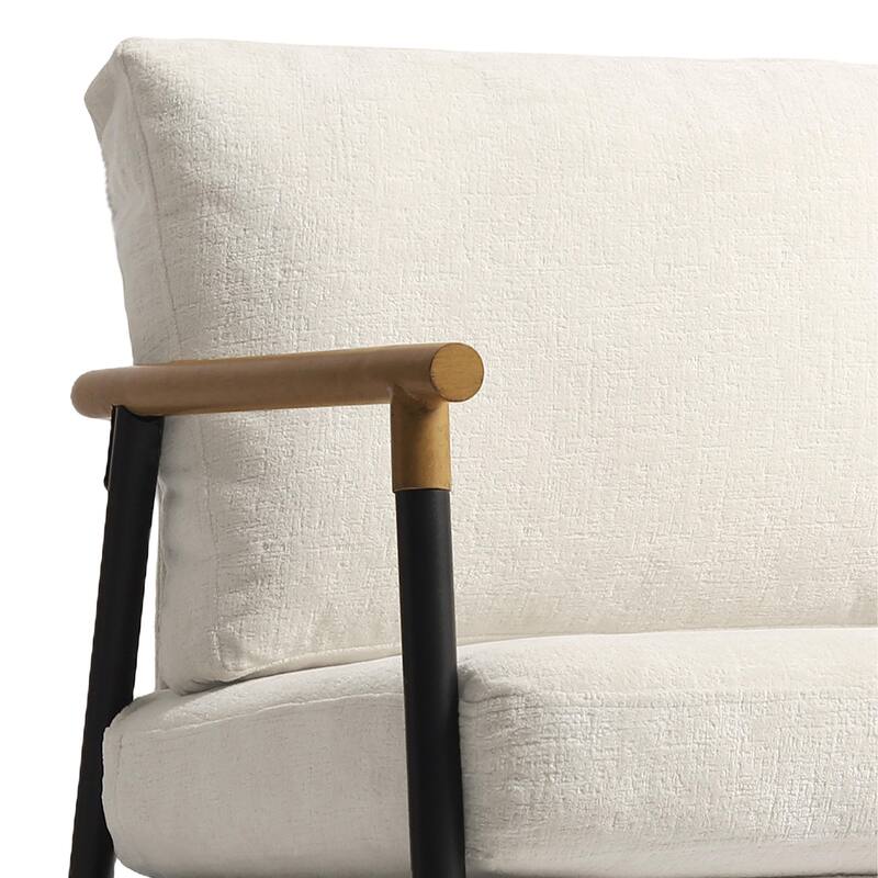 Madison 27'' Wide Vegan Leather/ Chenille Metal Frame Accent Chair