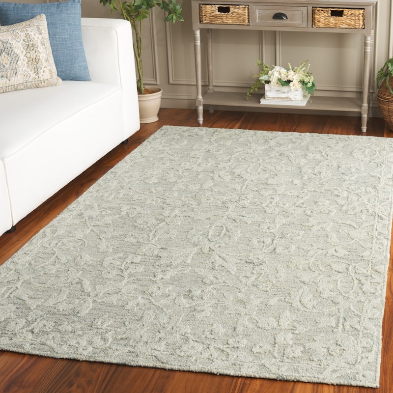 SAFAVIEH Handmade Marquee Doranda Modern Wool Rug - 4' x 6' - Grey/Ivory