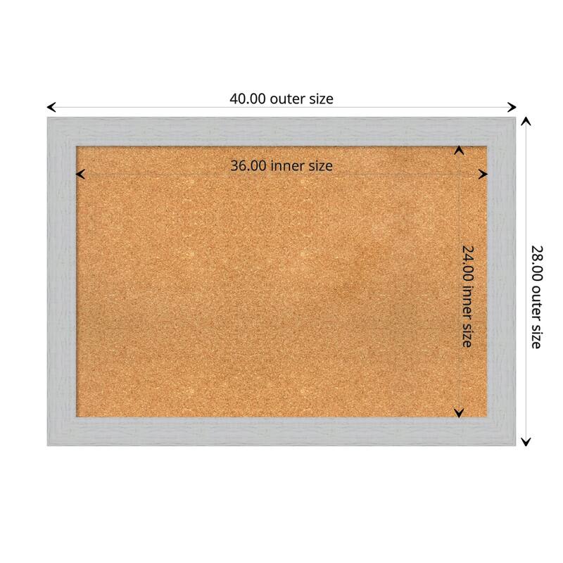Shiplap Wood Framed Natural Corkboard Bulletin Board - Shiplap White - Board Size 36x24
