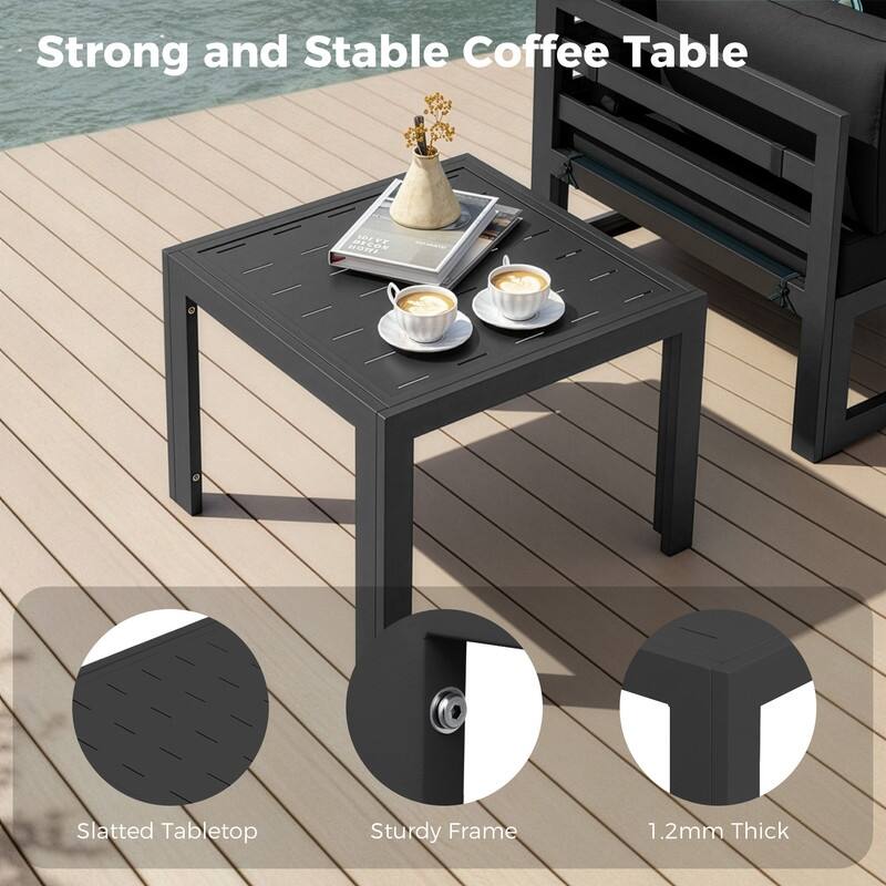 11-Piece Luxury Aluminum Outdoor Furniture Set with Chaise Lounge & Fire Pit Table, 29" Deep Seating Aluminum Patio Sectional