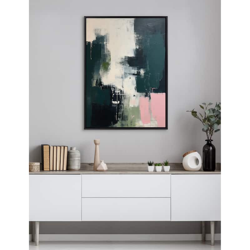 Kate and Laurel Sylvie Emerald Blush Framed Canvas by Amy Lighthall