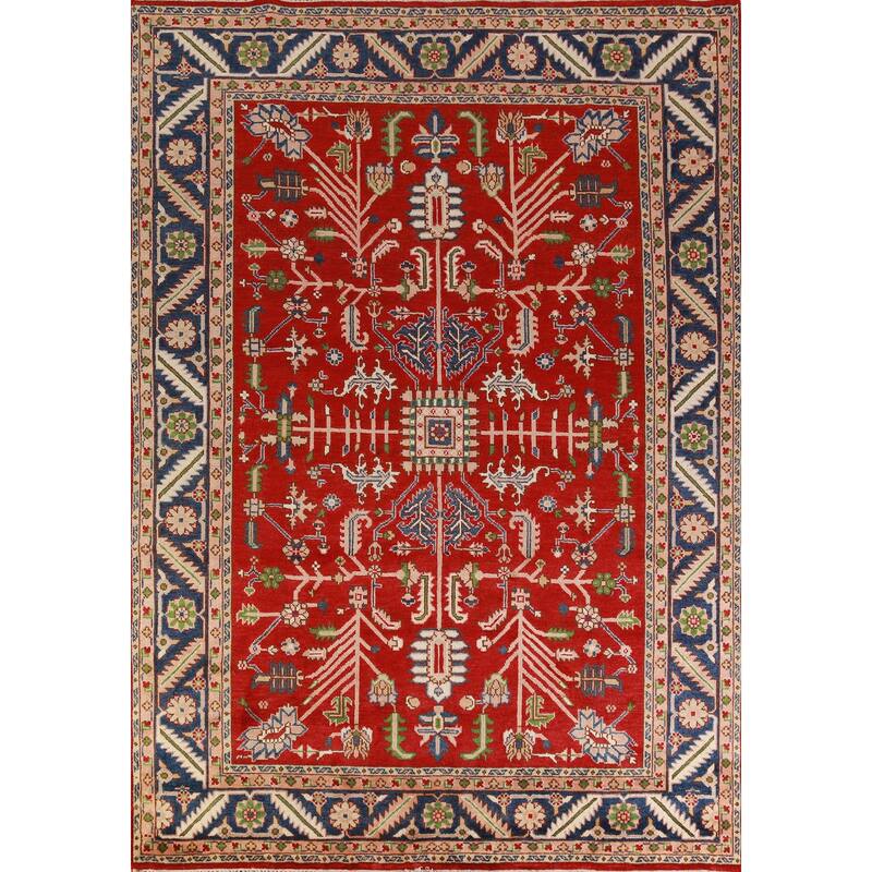 Hand Knotted Oriental 100% Wool Carpet Traditional Geometric Red Heriz (serapi) Area Rug - 11' 9'' X 8' 10''