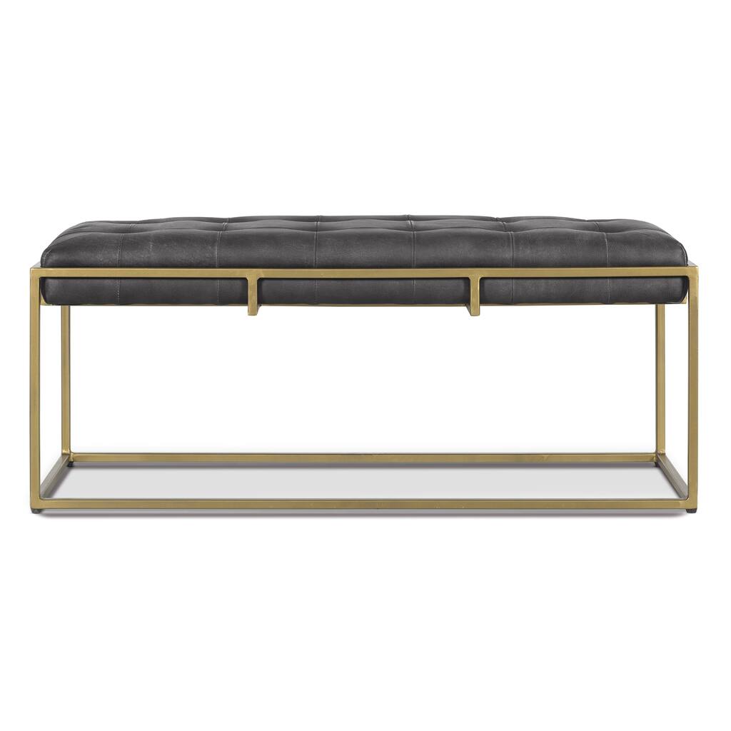 EdgeMod Glam Metal and Tufted Leather Curio Bench - Genuine Italian Leather