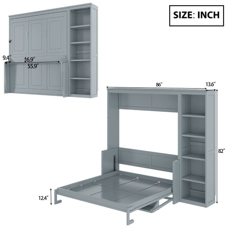 Space-Saving Murphy Bed with Integrated Desk and Bookshelves by Harper&Bright Designs