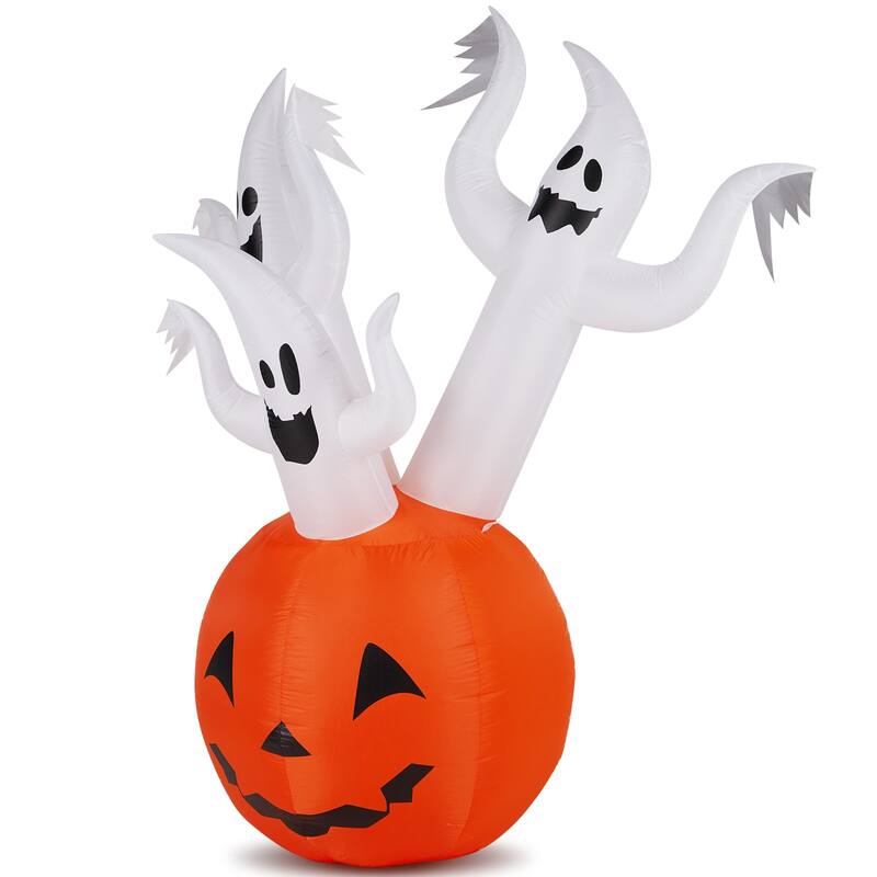 5.9ft Halloween Inflatable Pumpkin Ghost with LED Lights Outdoor Yard Decoration